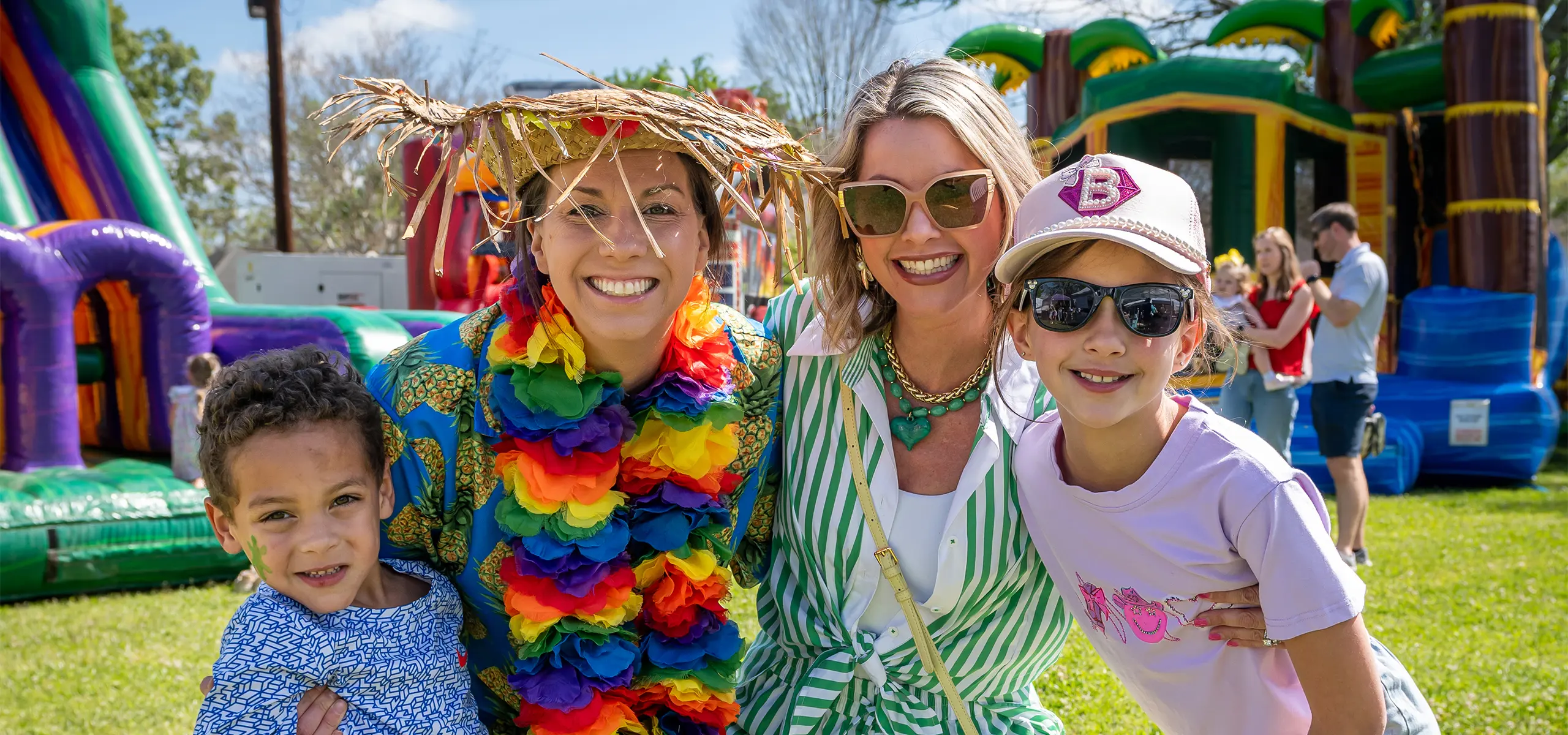 Parents with kids enjoying carnival