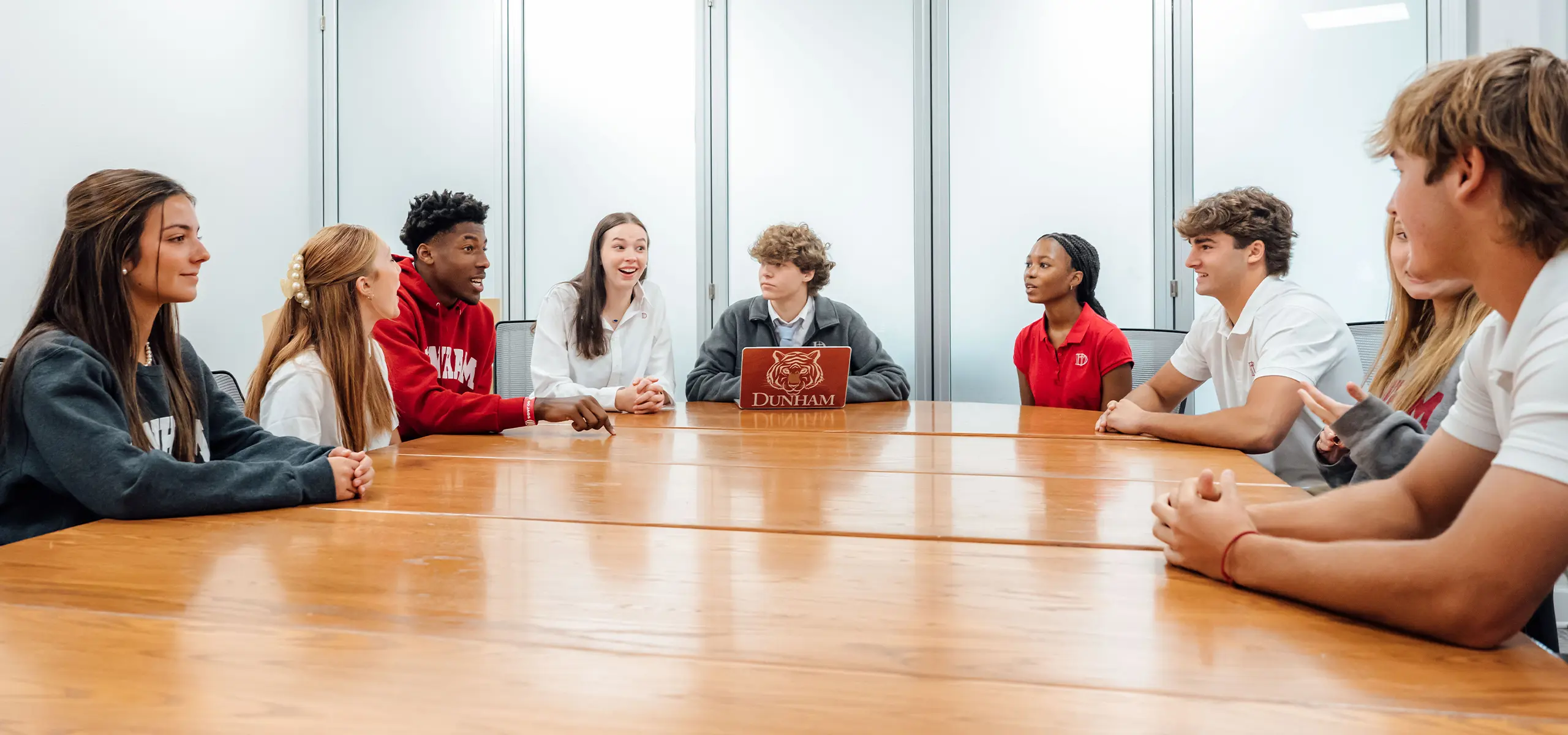 Dunham students engaged in a Harkness discussion