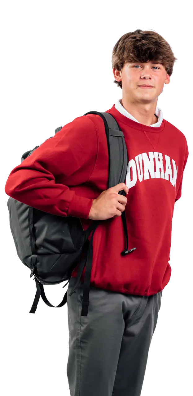 Dunham high school boy with backpack