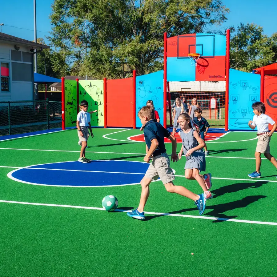 Dunham Lower school students playing soccer