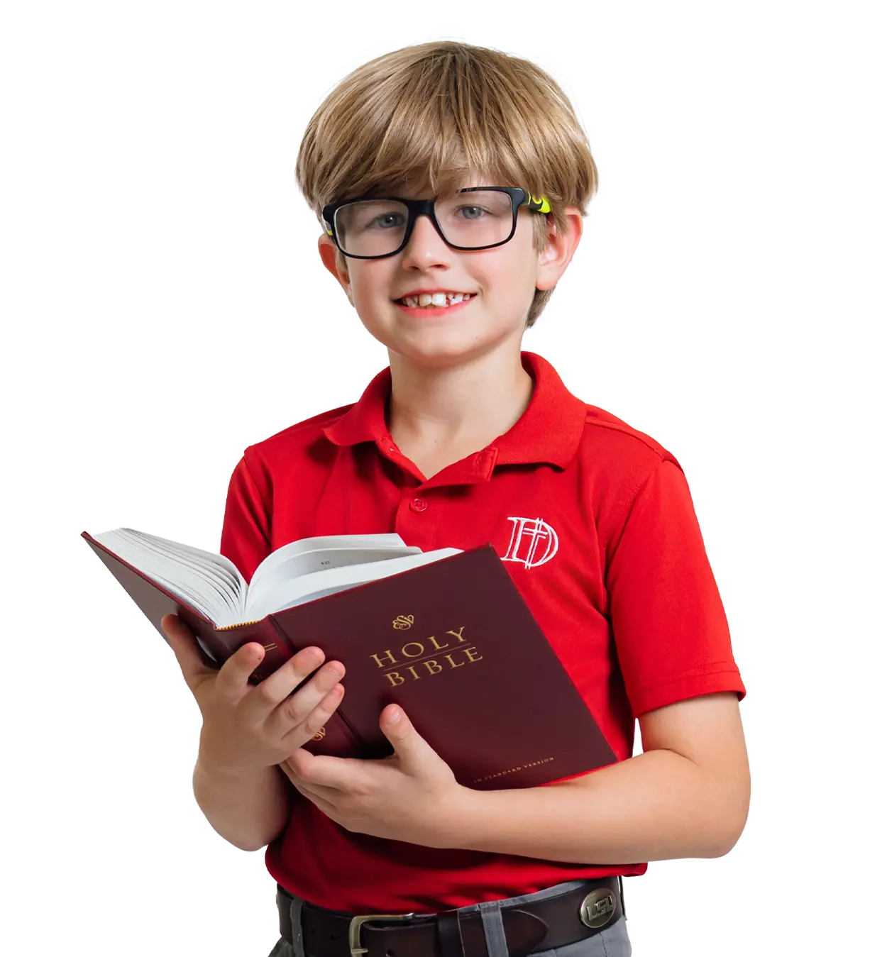 Middle school boy holding Bible