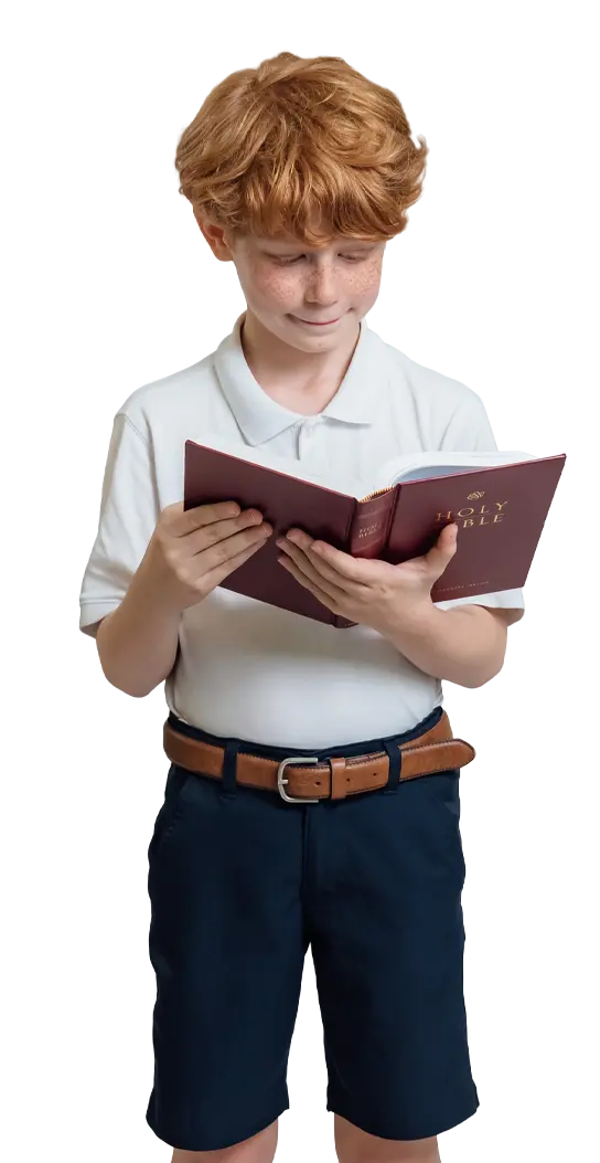 Middle school student reading the Bible